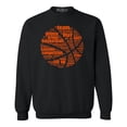 thumbnail image 1 of Shop4Ever Men's Basketball Word Cloud Orange Ball Silhouette Crewneck Sweatshirt X-Large Black, 1 of 5