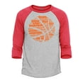 thumbnail image 1 of Shop4Ever Men's Basketball Word Cloud Orange Ball Silhouette Raglan Baseball Shirt Large Heather Grey/Red, 1 of 4