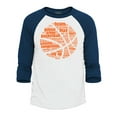 thumbnail image 1 of Shop4Ever Men's Basketball Word Cloud Orange Ball Silhouette Raglan Baseball Shirt Medium White/Kelly, 1 of 4