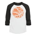 thumbnail image 1 of Shop4Ever Men's Basketball Word Cloud Orange Ball Silhouette Raglan Baseball Shirt Small White/Black, 1 of 4