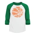 thumbnail image 1 of Shop4Ever Men's Basketball Word Cloud Orange Ball Silhouette Raglan Baseball Shirt Small White/Blue, 1 of 4