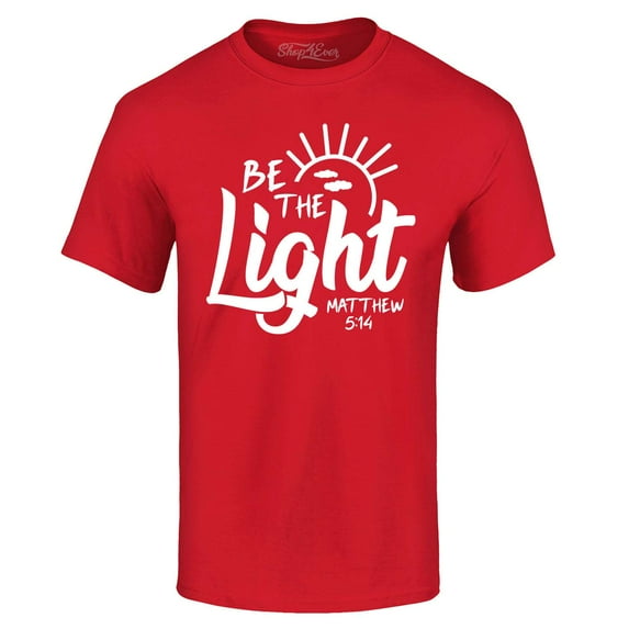 Shop4Ever Men's Be The Light Matthew 5:14 Graphic T-shirt XXXXX-Large Red