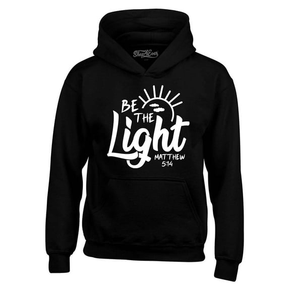 Shop4Ever Men's Be The Light Matthew 5:14 Hooded Sweatshirt Hoodie Large Black
