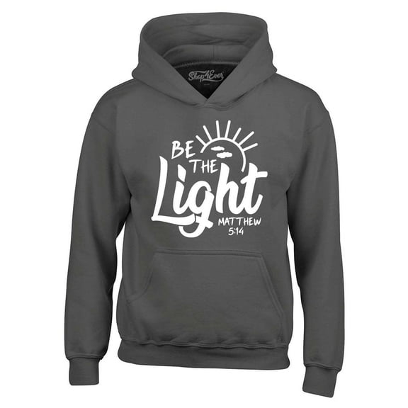 Shop4Ever Men's Be The Light Matthew 5:14 Hooded Sweatshirt Hoodie Small Charcoal