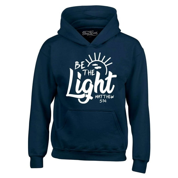 Shop4Ever Men's Be The Light Matthew 5:14 Hooded Sweatshirt Hoodie Small Navy