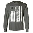 thumbnail image 1 of Shop4Ever Men's Best Bonus Dad Ever American Flag Patriotic Long Sleeve Shirt Medium Charcoal, 1 of 5