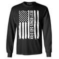 thumbnail image 1 of Shop4Ever Men's Best Bonus Dad Ever American Flag Patriotic Long Sleeve Shirt Small Black, 1 of 5