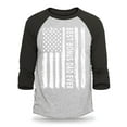 thumbnail image 1 of Shop4Ever Men's Best Bonus Dad Ever American Flag Patriotic Raglan Baseball Shirt Medium Heather Grey/Black, 1 of 5