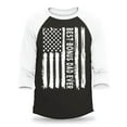 thumbnail image 1 of Shop4Ever Men's Best Bonus Dad Ever American Flag Patriotic Raglan Baseball Shirt X-Small Black/White, 1 of 5