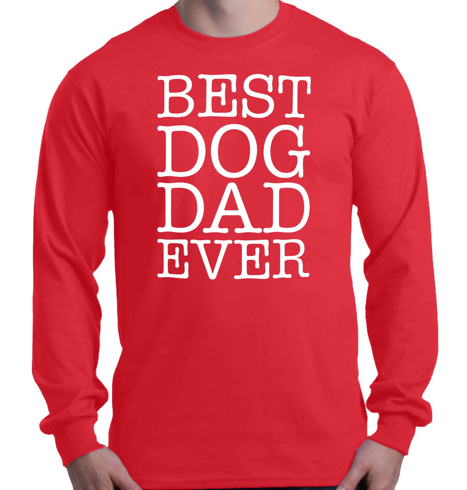 Shop4Ever Men's Best Dog Dad Ever Father's Day Long Sleeve Shirt XXXLarge Red