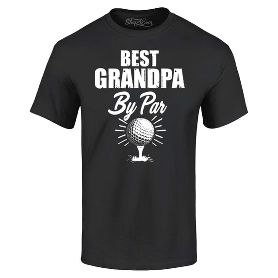 Shop4Ever Men's Best Grandpa By Par Golf Father's Day Graphic T-shirt XXXXX-Large Black