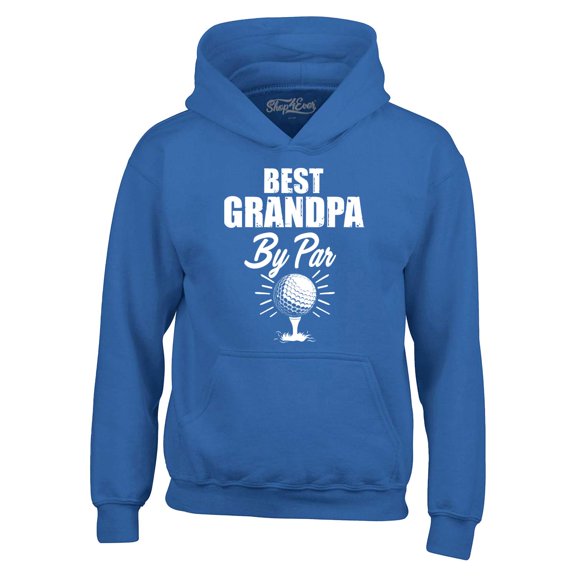 Shop4Ever Men's Best Grandpa By Par Golf Father's Day Hooded Sweatshirt Hoodie Medium Royal Blue