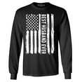 thumbnail image 1 of Shop4Ever Men's Best Husband Ever American Flag Patriotic Long Sleeve Shirt Small Black, 1 of 5