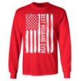 thumbnail image 1 of Shop4Ever Men's Best Husband Ever American Flag Patriotic Long Sleeve Shirt XXX-Large Red, 1 of 5
