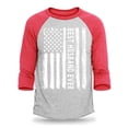 thumbnail image 1 of Shop4Ever Men's Best Husband Ever American Flag Patriotic Raglan Baseball Shirt Large Heather Grey/Red, 1 of 5