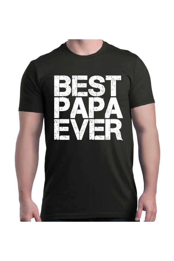 Men's Best Papa Ever Bold Font Father's Day Graphic T-shirt Small Black