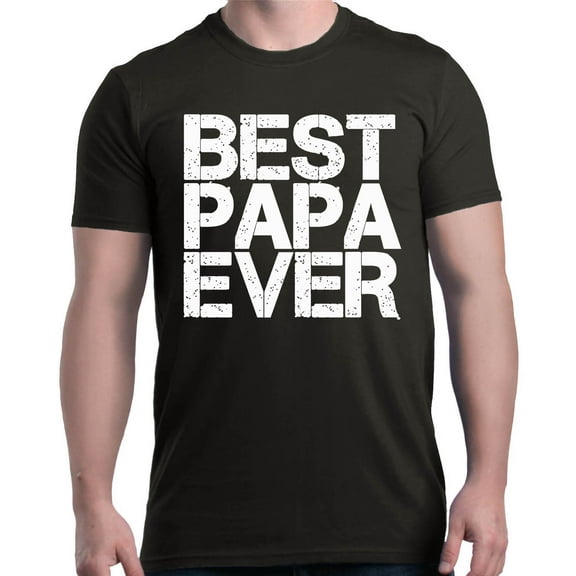 Shop4Ever Men's Best Papa Ever Bold Font Father's Day Graphic T-shirt XXXX-Large Black