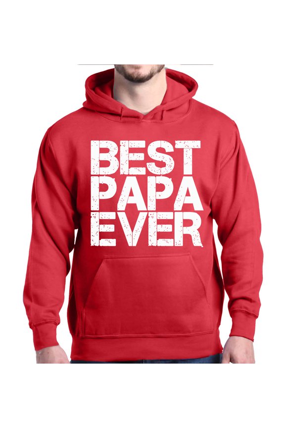 Men's Best Papa Ever Bold Font Father's Day Hooded Sweatshirt Hoodie X-Large Red