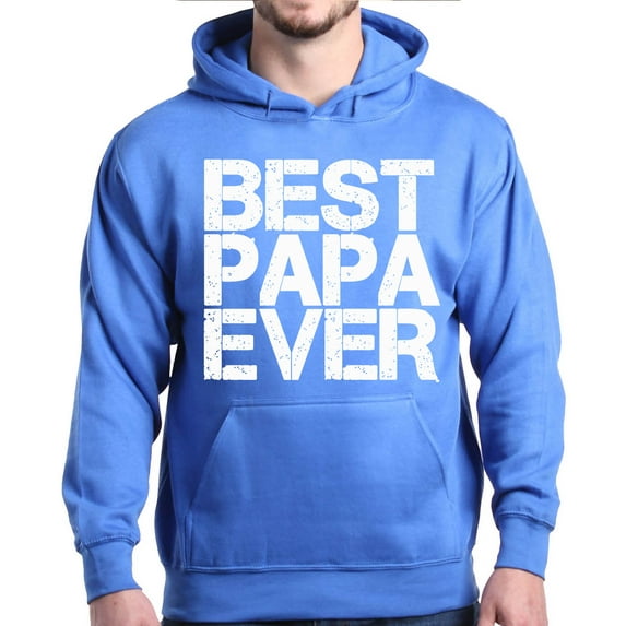 Shop4Ever Men's Best Papa Ever Bold Font Father's Day Hooded Sweatshirt Hoodie XX-Large Royal Blue