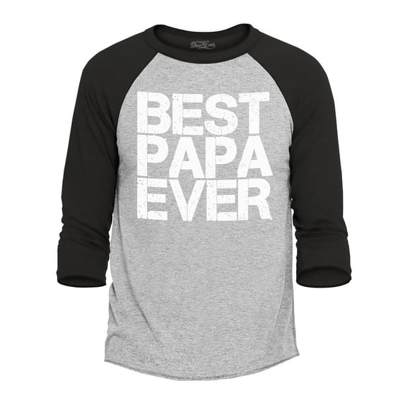 Shop4Ever Men's Best Papa Ever Gift for Dad Raglan Baseball Shirt X-Large Heather Grey/Black