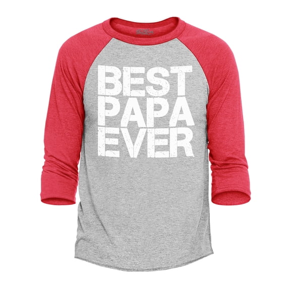 Shop4Ever Men's Best Papa Ever Gift for Dad Raglan Baseball Shirt X-Small Heather Grey/Red