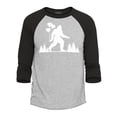 thumbnail image 1 of Shop4Ever Men's Big Foot with Heart Balloons Raglan Baseball Shirt Large Heather Grey/Black, 1 of 4