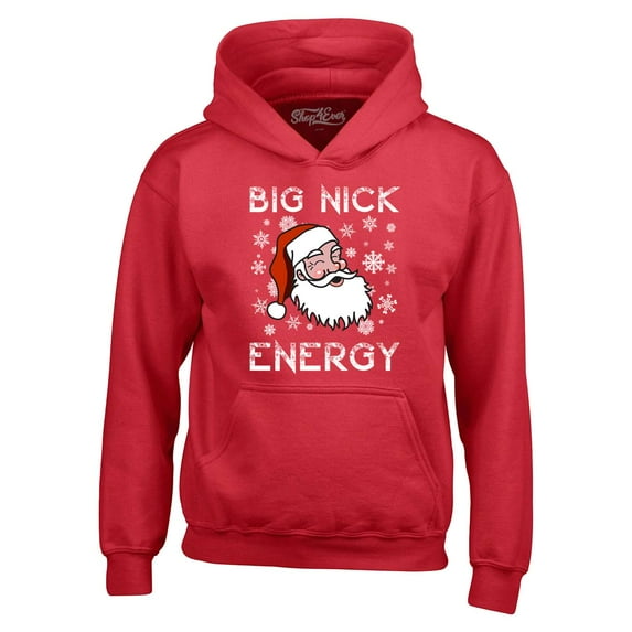 Shop4Ever Men's Big Nick Energy Funny Christmas Santa Claus Hooded Sweatshirt Hoodie XXX-Large Red