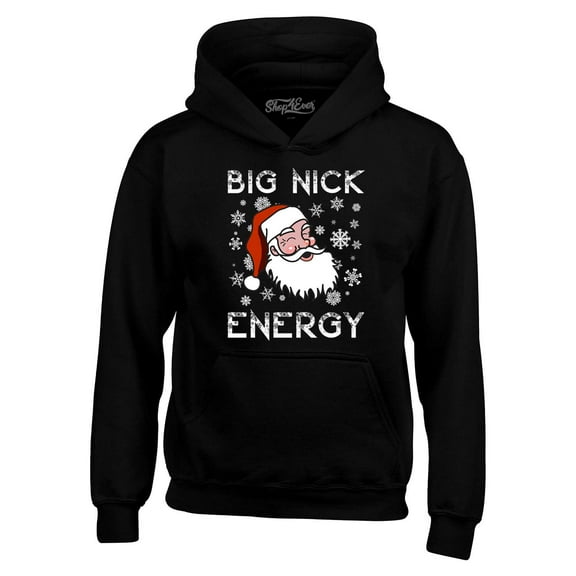 Shop4Ever Men's Big Nick Energy Funny Christmas Santa Claus Hooded Sweatshirt Hoodie XXXXX-Large Black