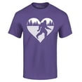thumbnail image 1 of Shop4Ever Men's Bigfoot Heart Love Sasquatch Valentine Graphic T-shirt X-Large Purple, 1 of 5