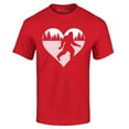 thumbnail image 1 of Shop4Ever Men's Bigfoot Heart Love Sasquatch Valentine Graphic T-shirt XX-Large Red, 1 of 5