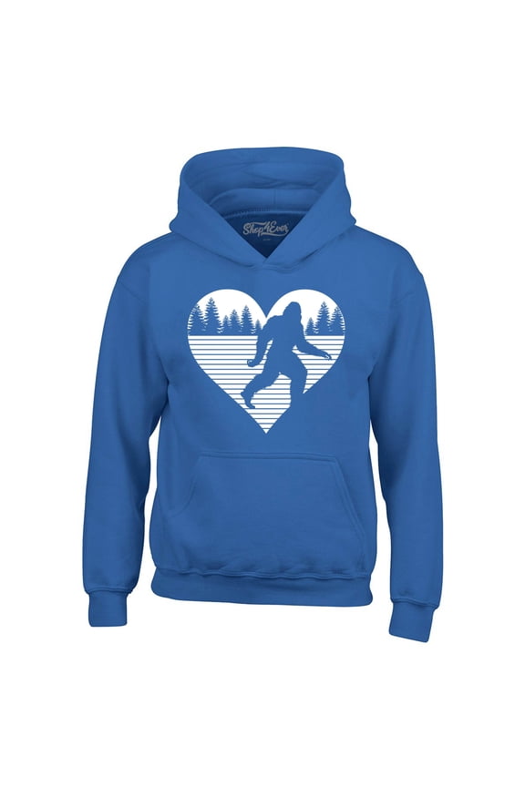 Men's Bigfoot Heart Love Sasquatch Valentine Hooded Sweatshirt Hoodie Small Royal Blue