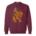 thumbnail image 1 of Shop4Ever Men's Bigfoot Pilgrim Turkey Pumpkin Thanksgiving Sasquatch Crewneck Sweatshirt Medium Maroon, 1 of 5