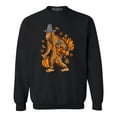 thumbnail image 1 of Shop4Ever Men's Bigfoot Pilgrim Turkey Pumpkin Thanksgiving Sasquatch Crewneck Sweatshirt XXXXX-Large Black, 1 of 5