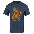 thumbnail image 1 of Shop4Ever Men's Bigfoot Pilgrim Turkey Pumpkin Thanksgiving Sasquatch Graphic T-shirt XXX-Large Navy, 1 of 5