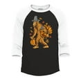 thumbnail image 1 of Shop4Ever Men's Bigfoot Pilgrim Turkey Pumpkin Thanksgiving Sasquatch Raglan Baseball Shirt X-Small Black/White, 1 of 4