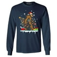 thumbnail image 1 of Shop4Ever Men's Bigfoot Santa Christmas Tree Toy Sack Sasquatch Long Sleeve Shirt Small Navy, 1 of 5