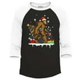 thumbnail image 1 of Shop4Ever Men's Bigfoot Santa Christmas Tree Toy Sack Sasquatch Raglan Baseball Shirt XX-Large Black/White, 1 of 4