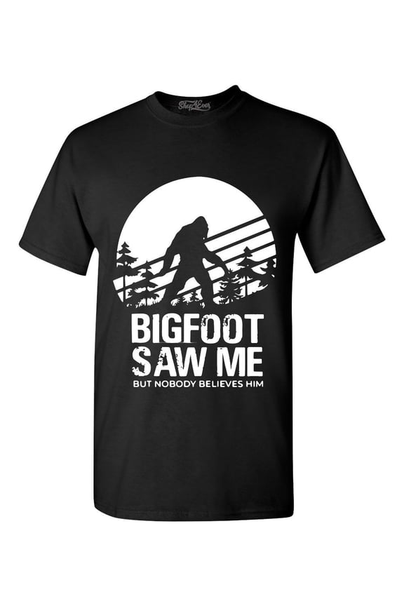 Men's Bigfoot Saw Me But Nobody Believes Him Graphic T-shirt XXX-Large Black
