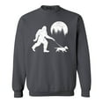 thumbnail image 1 of Shop4Ever Men's  Bigfoot Walking Wiener Dog Funny Sasquatch Dachshund Crewneck Sweatshirt X-Large Charcoal, 1 of 5