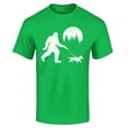 thumbnail image 1 of Shop4Ever Men's  Bigfoot Walking Wiener Dog Funny Sasquatch Dachshund Graphic T-shirt Medium Irish Green, 1 of 5