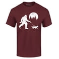 thumbnail image 1 of Shop4Ever Men's  Bigfoot Walking Wiener Dog Funny Sasquatch Dachshund Graphic T-shirt XX-Large Maroon, 1 of 5