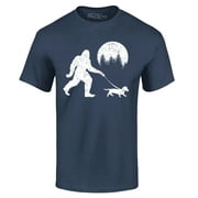 Shop4Ever Men's  Bigfoot Walking Wiener Dog Funny Sasquatch Dachshund Graphic T-shirt XXX-Large Navy