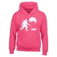 thumbnail image 1 of Shop4Ever Men's  Bigfoot Walking Wiener Dog Funny Sasquatch Dachshund Hooded Sweatshirt Hoodie X-Large Heliconia Pink, 1 of 5