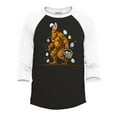 thumbnail image 1 of Shop4Ever Men's Bigfoot with Easter Basket and Eggs Funny Raglan Baseball Shirt Medium Black/White, 1 of 4