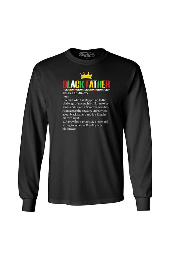 Men's Black Father Definition King Long Sleeve Shirt 2XL Black