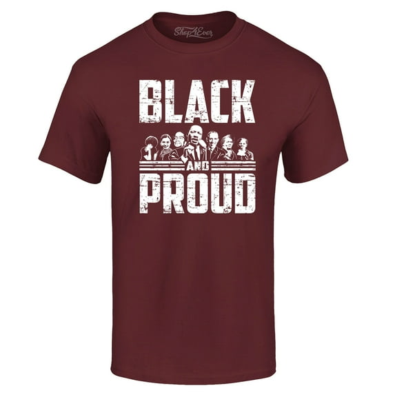 Shop4Ever Men's Black and Proud Black Pride Graphic T-shirt Small Maroon
