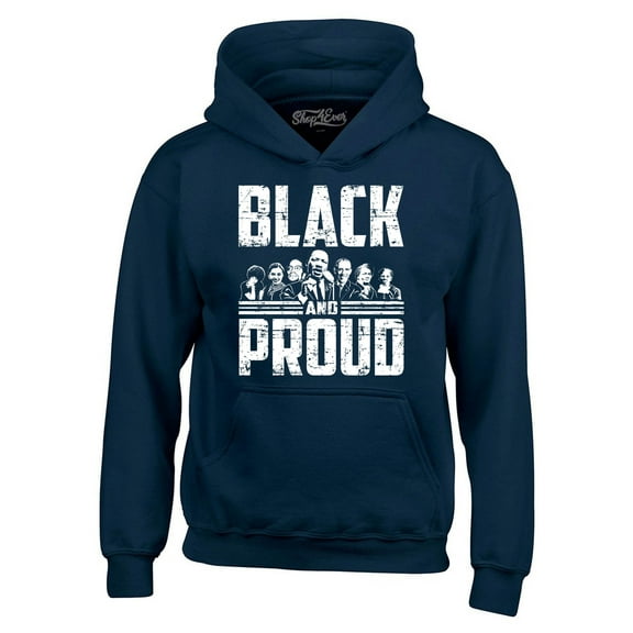 Shop4Ever Men's Black and Proud Black Pride Hooded Sweatshirt Hoodie Medium Navy