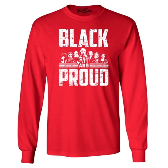 Shop4Ever Men's Black and Proud Black Pride Long Sleeve Shirt Medium Red