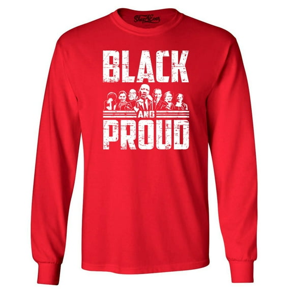 Shop4Ever Men's Black and Proud Black Pride Long Sleeve Shirt X-Large Red
