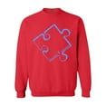 thumbnail image 1 of Shop4Ever Men's Blue Puzzle Piece Autism Awareness Crewneck Sweatshirt Medium Red, 1 of 3